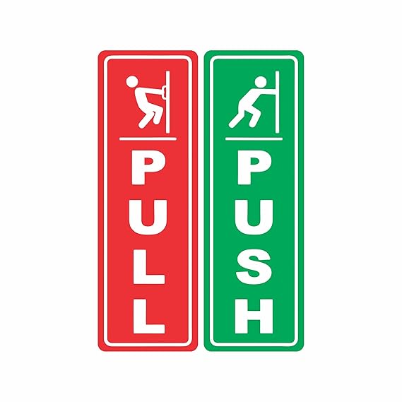 RDH Collections Self Adhesive Push and Pull Sign Stickers - Set of 3