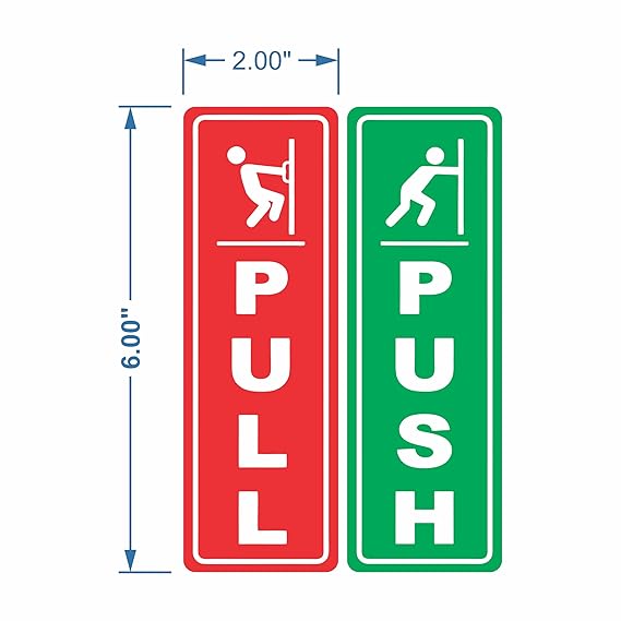 RDH Collections Self Adhesive Push and Pull Sign Stickers - Set of 3