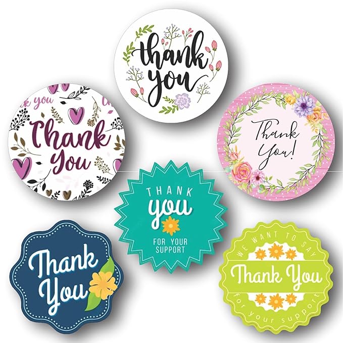 RDH 100 Pieces Round Multi Designs Thank You Stickers for Small Business, Vinyl, 2 X 2 Inches (Thank You Sticker) Brand: RDH INC.