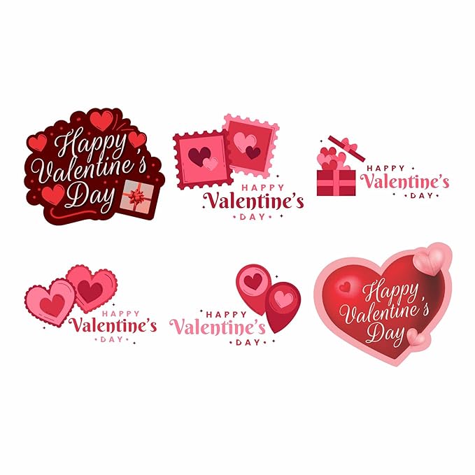 RDH 100 Pieces Multi Designs Valentine's Day Stickers, Vinyl, 2" Approx (Valentine's Day Sticker VT-02)