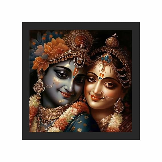 RDH Radhe Krishna Photo Frame - 12"x12" - 1" Black Frame with 1mm Acylic Glass