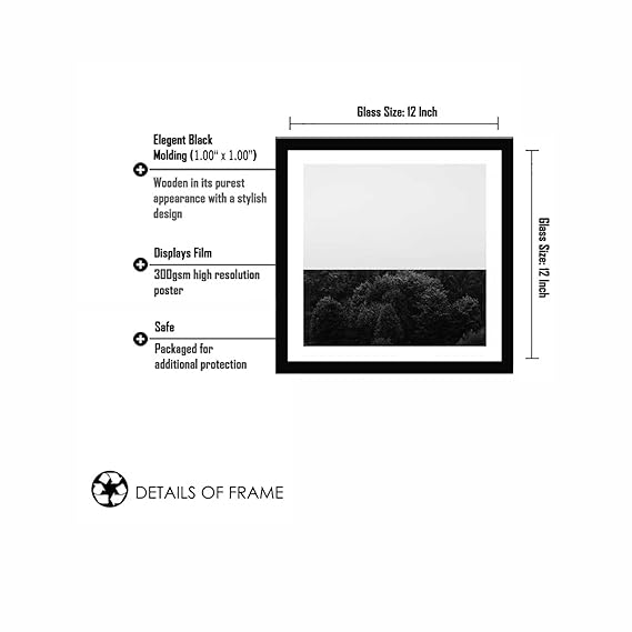 RDH Radhe Krishna Photo Frame - 12"x12" - 1" Black Frame with 1mm Acylic Glass