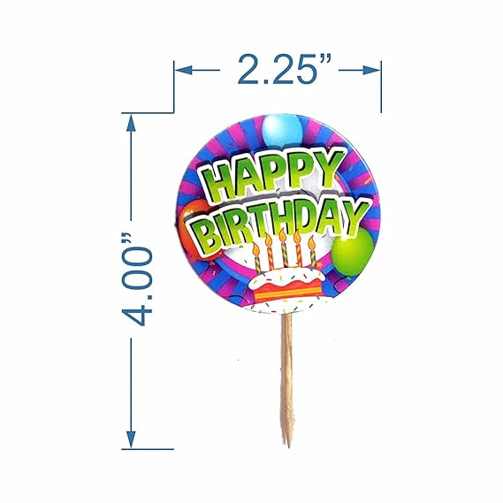 RDH INC. Rdh Cake Toppers 100 Pcs-Happy Birthday (50 Pcs) + Anniversary (50 Pcs)