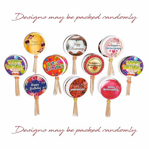 RDH INC. Rdh Cake Toppers 100 Pcs-Happy Birthday (50 Pcs) + Anniversary (50 Pcs)