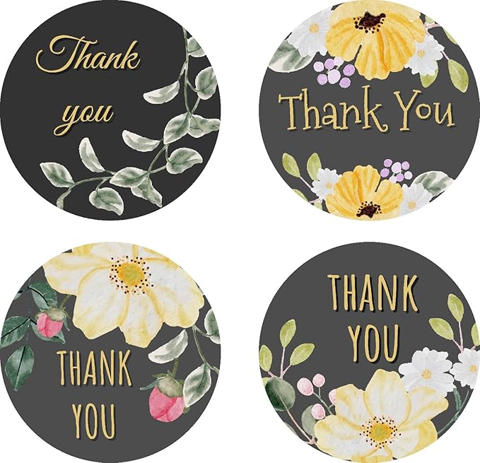 RDH 100 Pieces Thankyou Multi Designs Stickers for Small Business, Vinyl, 1.5 x1.5 Inches (Thankyou Sticker)…