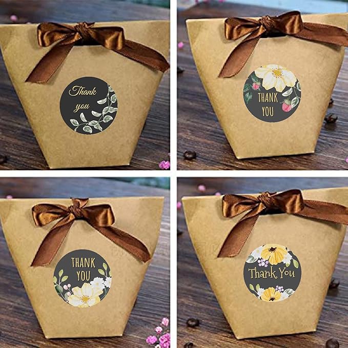 RDH 100 Pieces Thankyou Multi Designs Stickers for Small Business, Vinyl, 1.5 x1.5 Inches (Thankyou Sticker)…