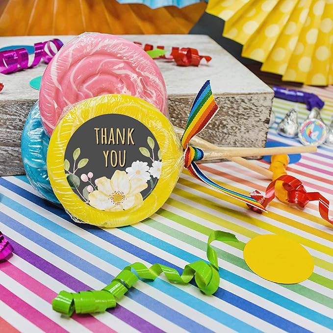 RDH 100 Pieces Thankyou Multi Designs Stickers for Small Business, Vinyl, 1.5 x1.5 Inches (Thankyou Sticker)…