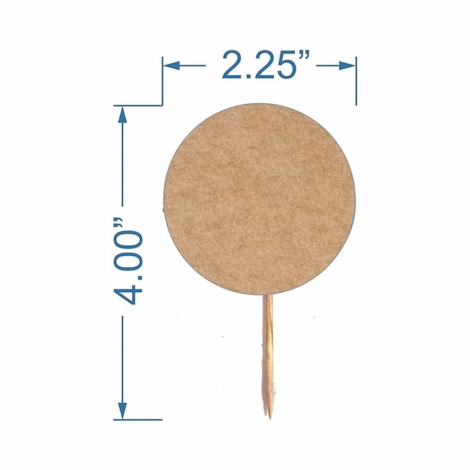 RDH 100 Pcs Circle Craft Paper Bold Marker Cupcake/Cake Toppers, Buffet Labels for Charcuterie Board Food Tags Toothpick Signs, Wedding Birthday Party Table and Dinner Decorations Supplies