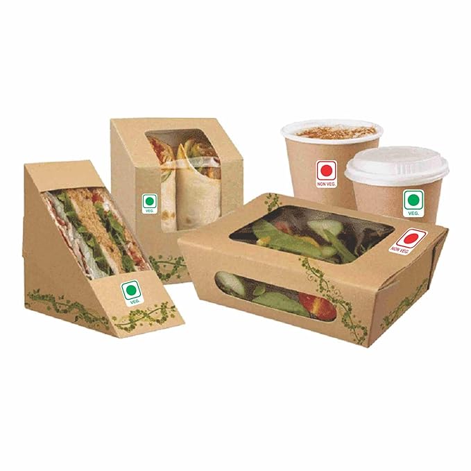 RDH INC. Self Adhesive Food Packaging Stickers, 15 x 20 mm, 500 Veg & 500 Non-Veg Logo, Food Label Stickers