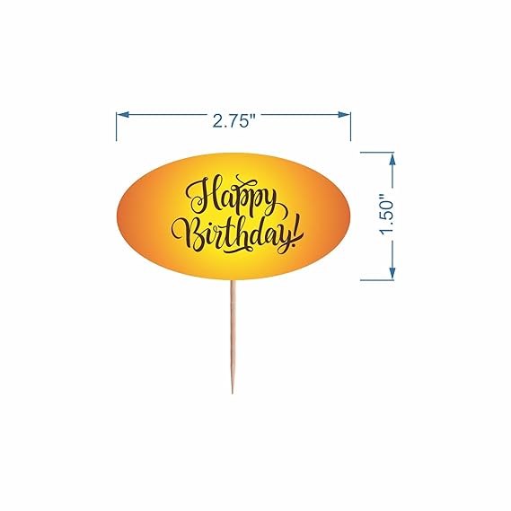 RDH Cake Toppers - Red & Yellow Happy Birthday Paper Tag (100 Pcs)