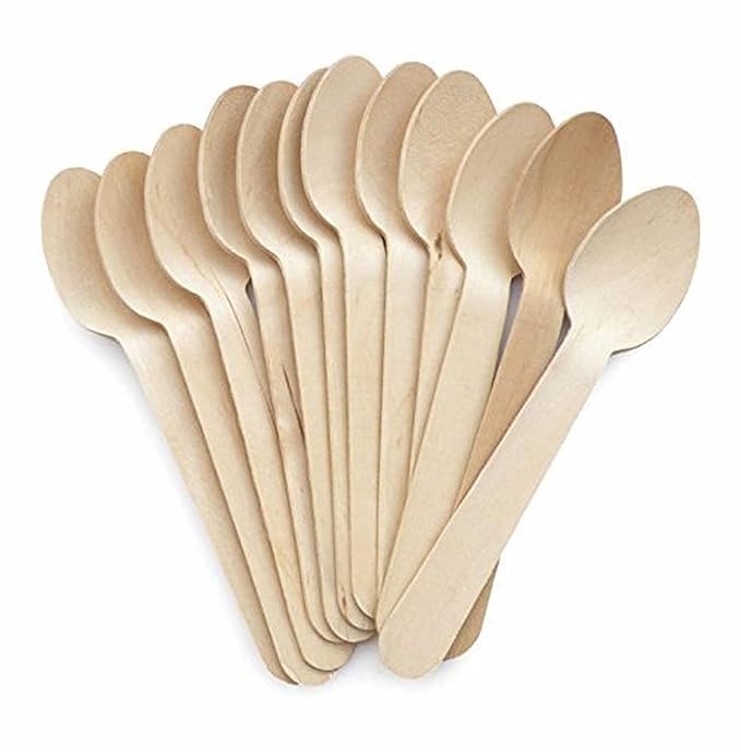 RDH Biodegradable Disposable Wooden Spoons, 140mm/5.5 inches (L), Pack of 100