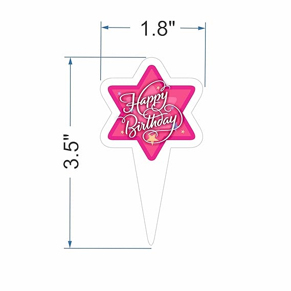 RDH New Paper Happy Birthday Cake Tags 100 pcs, Cake Topper, Set of 100 Pcs, Mix Patterns, Mix Colors, Paper