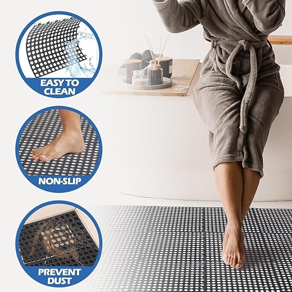 RDH Interlocking Floor Tiles with Drain Holes, Non-Slip TPE Soft Drainage Mats Modular Pool Floor Mat for Pool Shower Bathroom Deck Patio Garage (12)