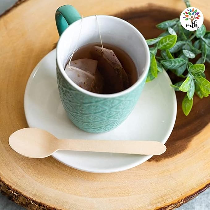 RDH Biodegradable Disposable Wooden Spoons, 140mm/5.5 inches (L), Pack of 100