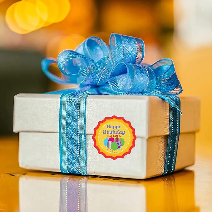 RDH 100 Pieces Birthday Multi Designs Stickers for Small Business, Vinyl, 1.5 x1.5 Inches (Birthday Sticker)