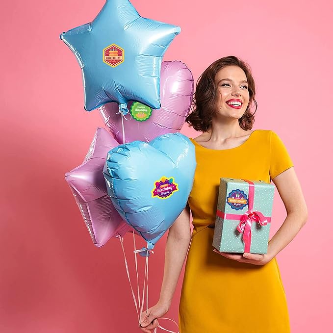 RDH 100 Pieces Birthday Multi Designs Stickers for Small Business, Vinyl, 1.5 x1.5 Inches (Birthday Sticker)