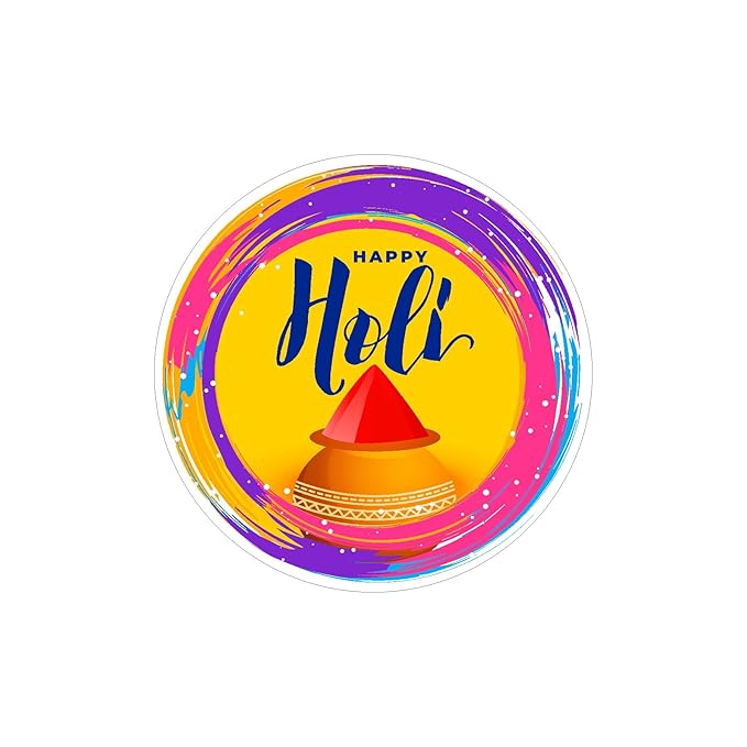 RDH 100 Pieces Multi Designs Holi Stickers, Vinyl, 2" Approx (Holi Sticker HI-001)