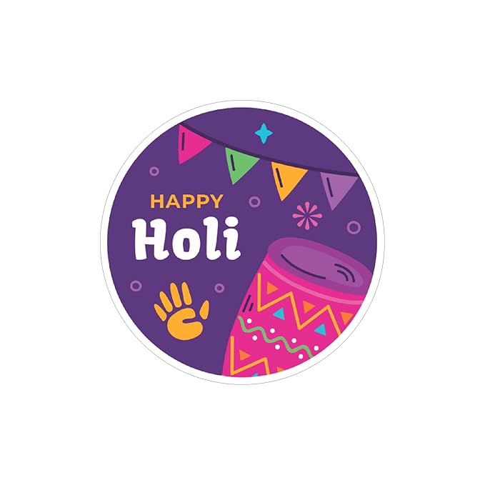 RDH 100 Pieces Multi Designs Holi Stickers, Vinyl, 2" Approx (Holi Sticker HI-001)