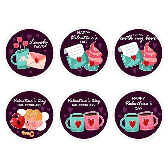 RDH 100 Pieces Multi Designs Valentine's Day Stickers, Vinyl, 2" Approx (Valentine's Day Sticker VT-04)