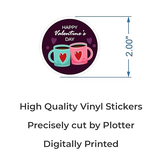 RDH 100 Pieces Multi Designs Valentine's Day Stickers, Vinyl, 2" Approx (Valentine's Day Sticker VT-04)