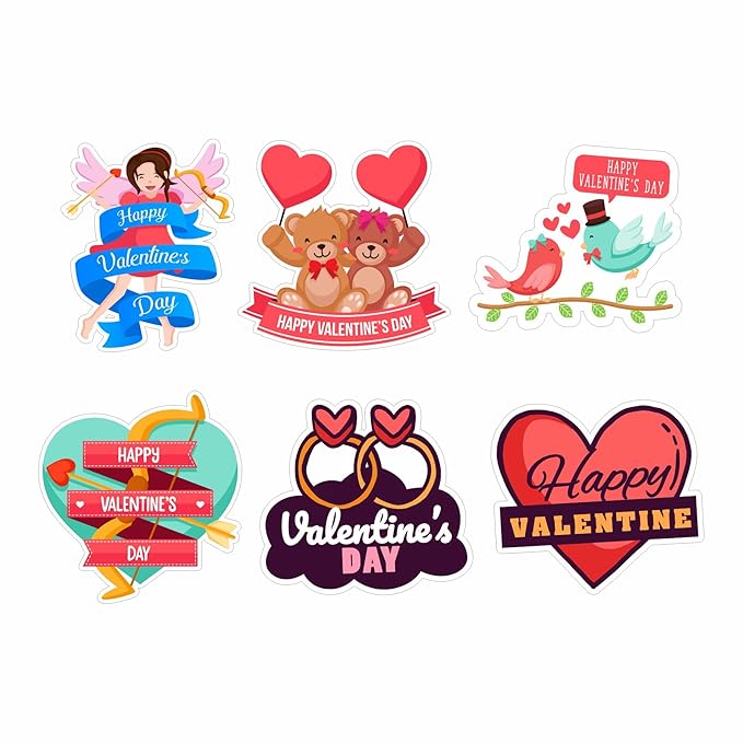 RDH 100 Pieces Multi Designs Valentine's Day Stickers, Vinyl, 2" Approx (Valentine's Day Sticker VT-03)