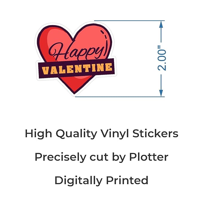 RDH 100 Pieces Multi Designs Valentine's Day Stickers, Vinyl, 2" Approx (Valentine's Day Sticker VT-03)