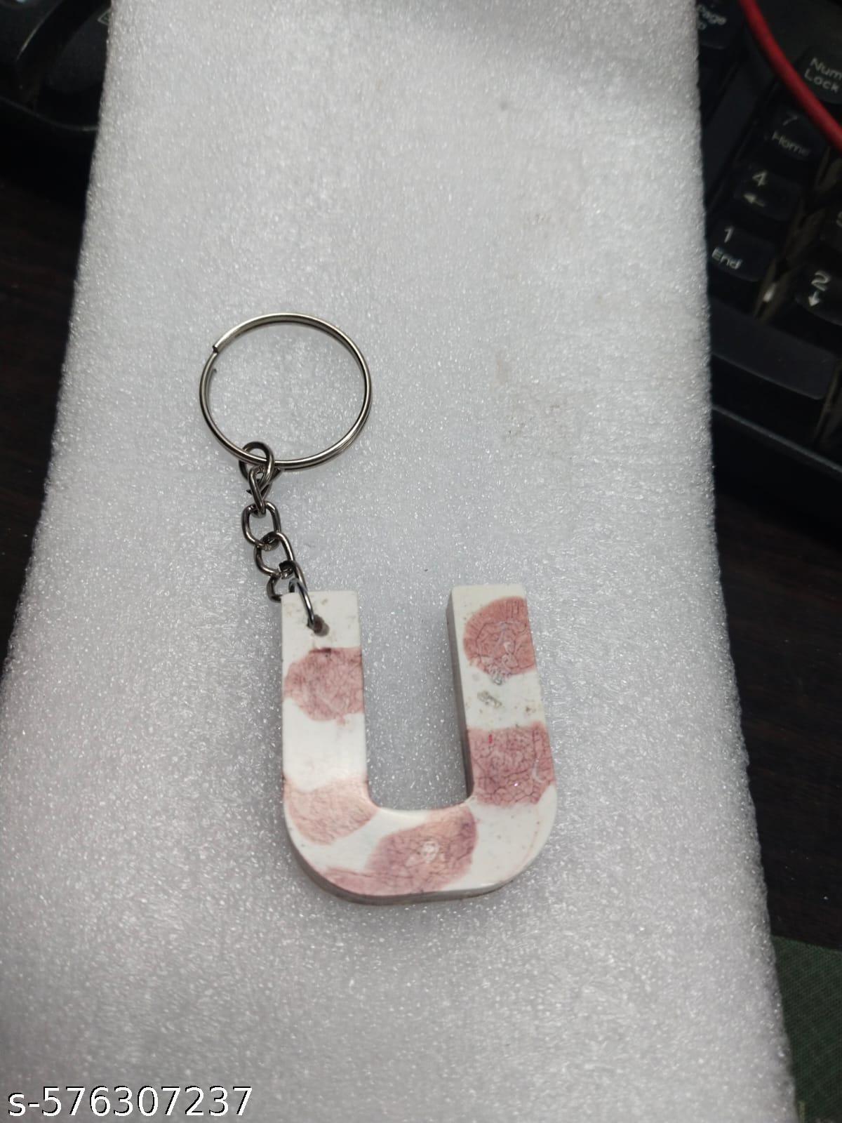"S Letter Resin Keychain – Personalized Glitter Charm"