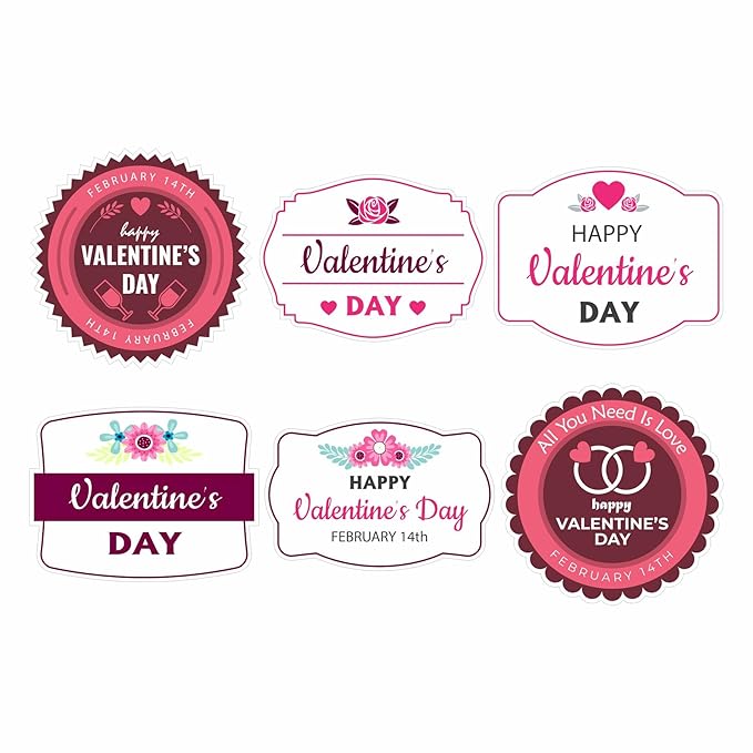 RDH 100 Pieces Multi Designs Valentine's Day Stickers, Vinyl, 2" Approx (Valentine's Day Sticker VT-01)