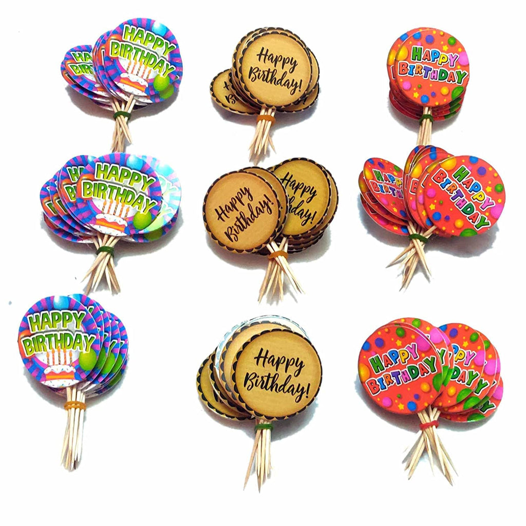 RDH Cake Toppers - Happy Birthday Paper Tag (100 Pcs)