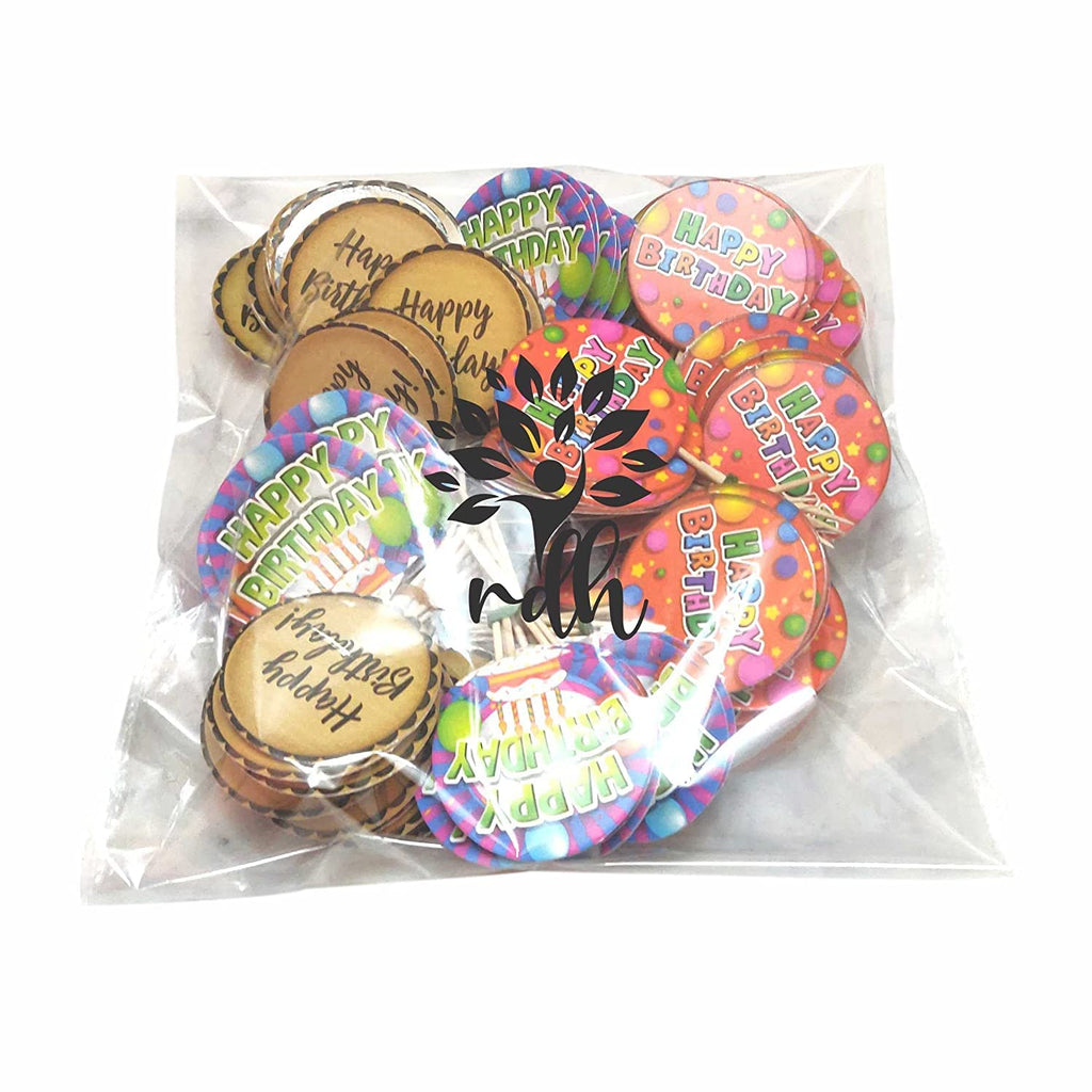 RDH Cake Toppers - Happy Birthday Paper Tag (100 Pcs)
