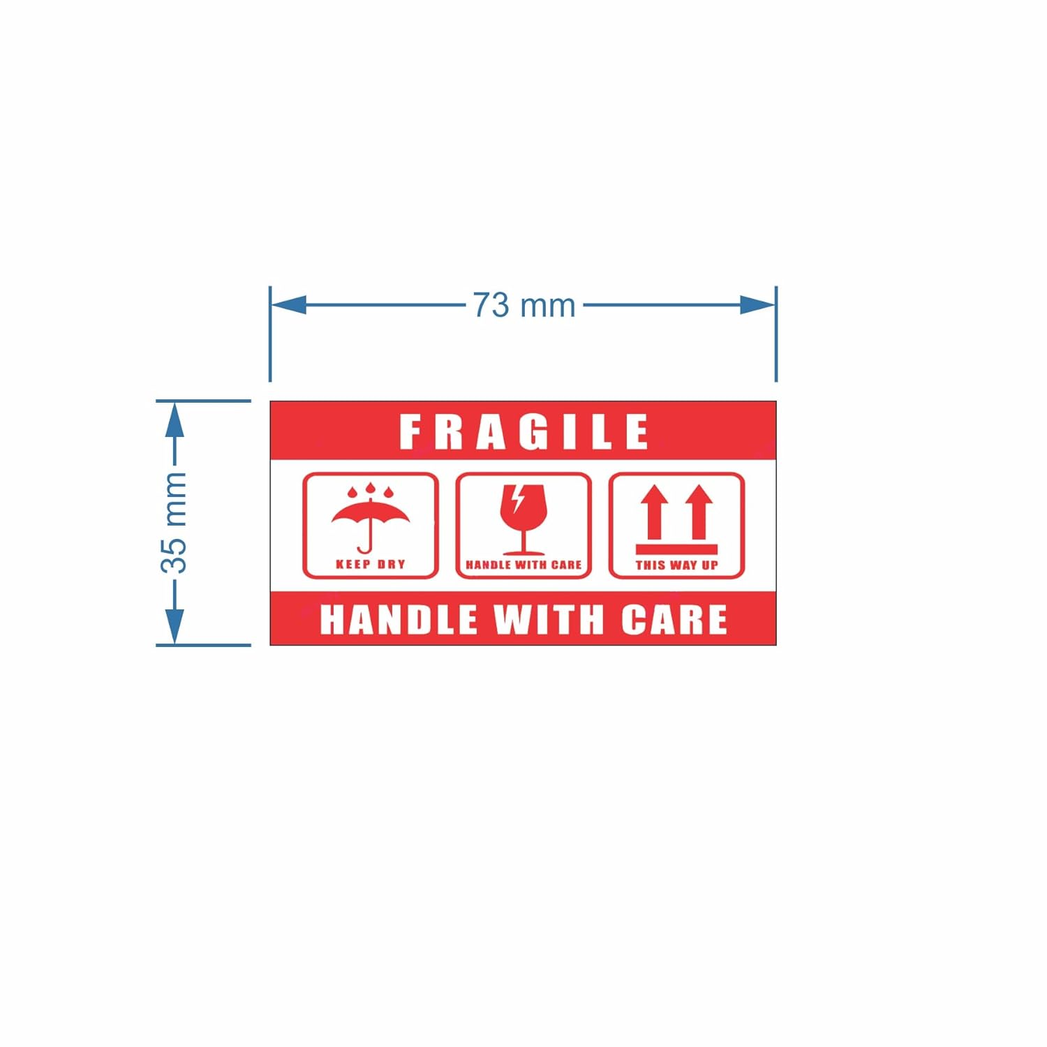 RDH 100 Pieces Fragile Stickers for Small Busines, 73x35 mm Paper Stickers
